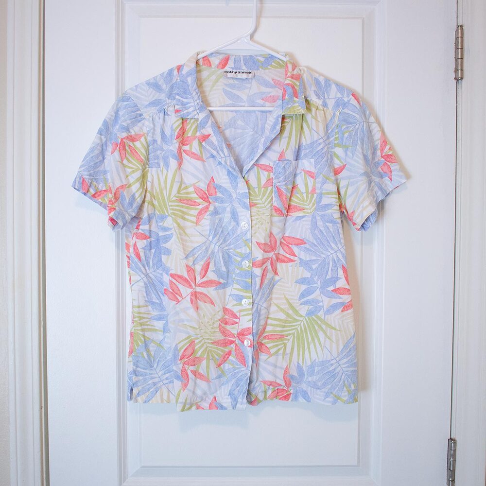 Pastel Tropical Shirt Cathy Daniels Resortwear Dadcore Blouse | Light Spring